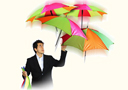 tour de magie : 4 pañuelos, 4 paraguas (paraguas multicolores)