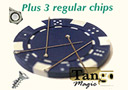 tour de magie : Ficha de poker Magnética Azul + 3 Fichas normales 