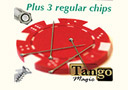 tour de magie : Jeton de poker Rouge Magnétique + 3 jetons