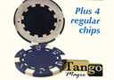 tour de magie : Expanded shell poker chip Blue, one expanded shell