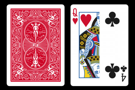 BICYCLE card with double value (Queen of Heart / 4 Club)