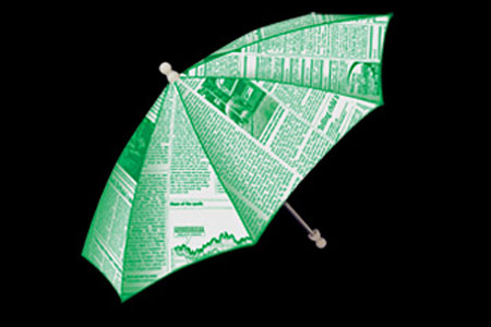 Parapluie à apparition journal vert