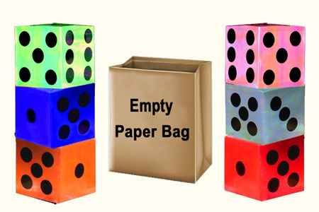Appearing Dices from Empty Paper Bag - tora-magic