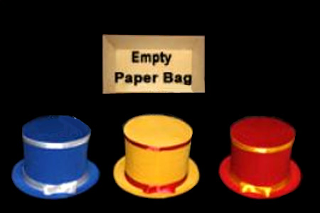 Apparition de 3 chapeaux d'un sac vide - tora-magic
