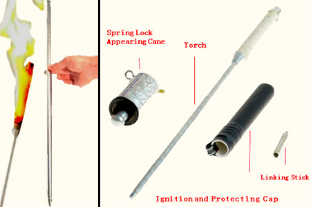 Appearing steel cane for torch to cane