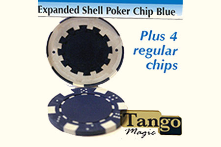 Coquille jeton de poker Bleu + 4 jetons - mr tango