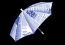 Parapluie à apparition journal bleu