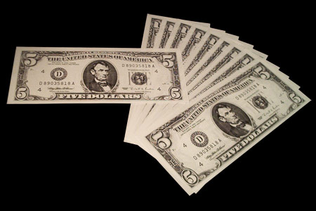Billets factices 5 Dollars G�ants (par 10)