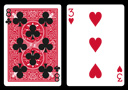 Bicycle card 3 of Hearts with back imprint 8 of Clubs