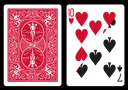 tour de magie : BICYCLE card with double value (10 Hearts / 7 Spades)