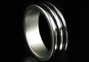 tour de magie : Bague aimantée - Argent/Noir Double (18 mm)