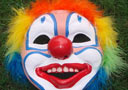 Multicolor Rubber Plumed Clown Mask