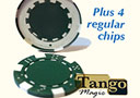 article de magie Coquille jeton de poker Vert + 4 jetons