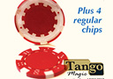 article de magie Coquille jeton de poker Rouge + 4 jetons