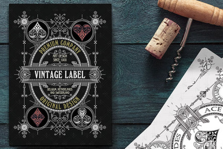 Vintage Label Playing Cards (Silver Gilded White)