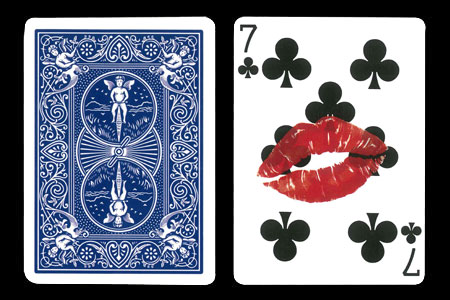 Gaff card Bicycle 7 of clubs with Kiss