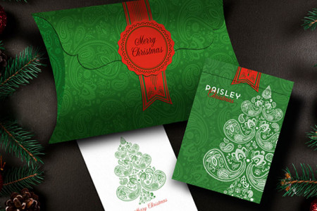 Paisley Metallic Green Christmas Playing Cards