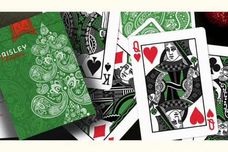 Paisley Metallic Green Christmas Playing Cards