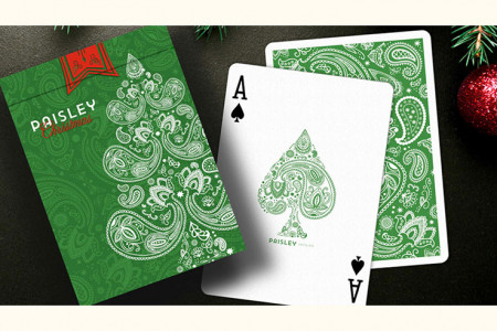 Paisley Metallic Green Christmas Playing Cards