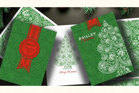 Paisley Metallic Green Christmas Playing Cards