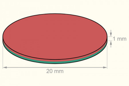 Aimant Rond Autocollant (20 x 1 mm)