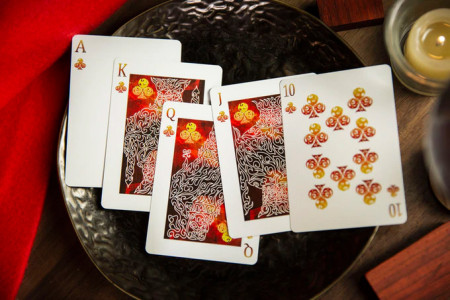 Five elements playing cards wooden collection set