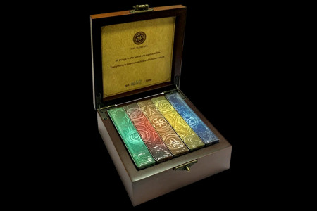 Five elements playing cards wooden collection set