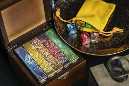 Five elements playing cards wooden collection set
