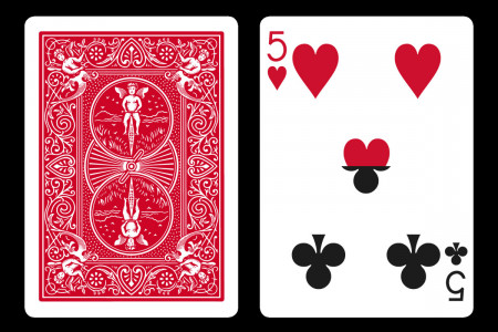 BICYCLE Double Index- 5 Of Hearts/5 of clubs