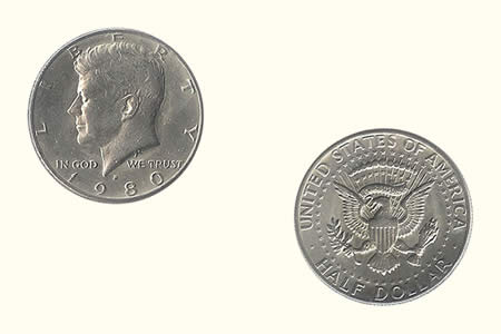 Moneda 1/2 dollar liso (por unidad)