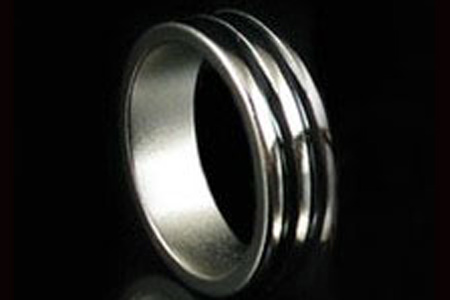 Bague aimantée - Argent/Noir Double (18 mm)