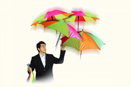 4 silks, 4 umbrellas (multicolored umbrellas)