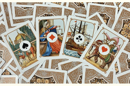 Gilded Four Continents (Blue) Playing Cards