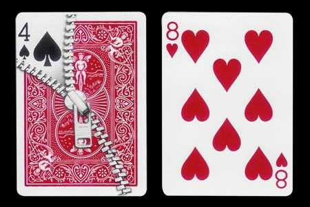 Zipper Back Revealing 4 of Spades BICYCLE Card