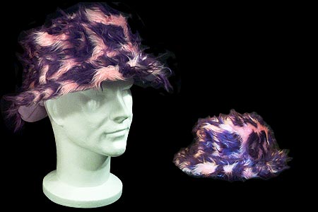 Sombrero de pelo violeta y rosa