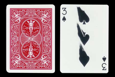 3 of Spades with finger traces BICYCLE Card 3 of Spades with finger traces BICYCLE Card