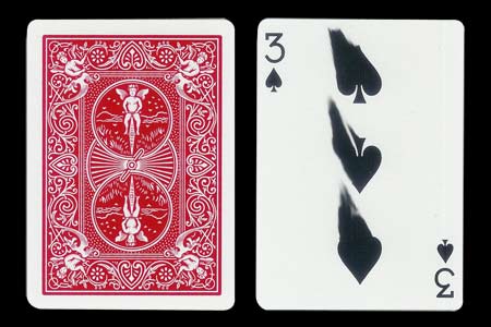 3 of Spades with finger traces BICYCLE Card