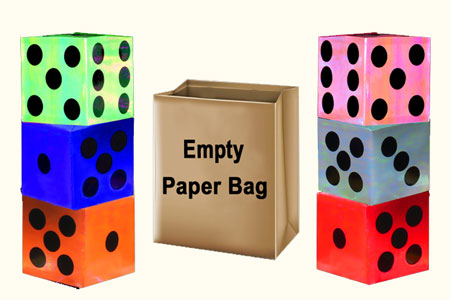 Aparición de 6 Dados de Bolsa de Papel - tora-magic Aparición de 6 Dados de Bolsa de Papel - tora-magic