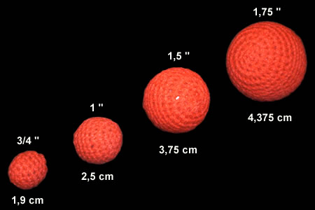 Crochet Balls-Red 1 inch -set of 4