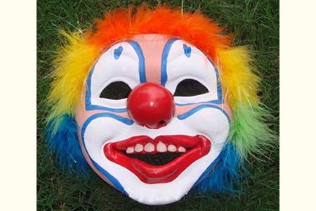 Multicolor Rubber Plumed Clown Mask