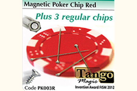 Ficha de poker Magnética Roja + 3 Fichas normales  - mr tango