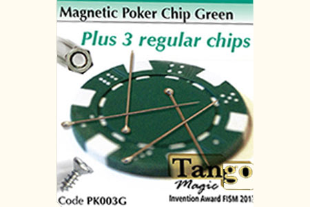 Magnetic poker chip Green, include 3 more regular  - mr tango