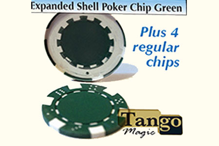 Coquille jeton de poker Vert + 4 jetons - mr tango