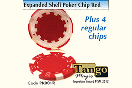 Coquille jeton de poker Rouge + 4 jetons - mr tango