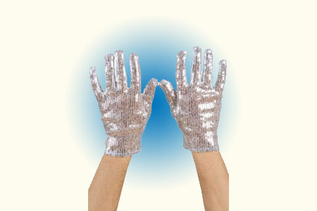 Paire de gants blancs à paillettes