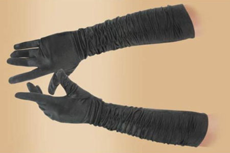 Paire de gants manches longues - satin Noir 45 cm
