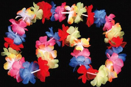 Collier de fleurs hawaïen multicolore en tissu