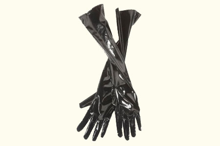 Paire de gants manches longues noirs en simili cui