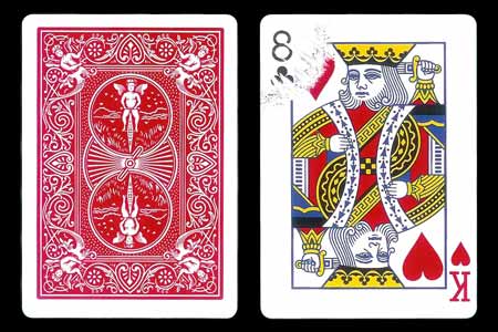 Carte Bicycle Roi de coeur coin 8 de trèfle