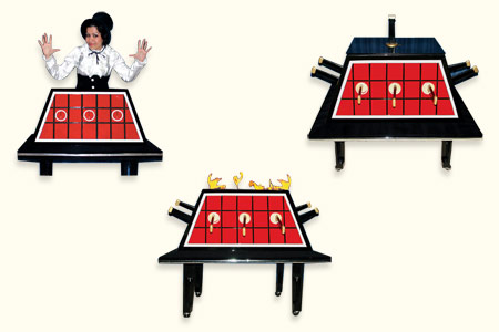 Fire on sword pyramid